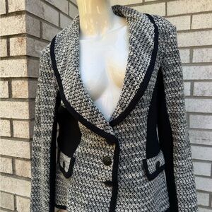 St. John Black and White Tweed Blazer Jacket